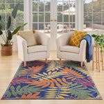 Nourison Aloha Indoor/Outdoor Navy Multicolor 3'6" x 5'6" Area Rug, Easy Cleaning, Non Shedding, Bed Room, Living Room, Dining Room, Backyard, Deck, Patio (4x6)