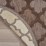 Nourison Easy Care Brown 4' x Round Area Rug - Easy Clean, Non Shedding, Bed Room, Living Room, Dining Room, Kitchen (4' x Round)