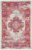Nourison Passion Ivory/Fuchsia 22" x 34" Area Rug, Boho, Traditional, Easy Clean, Non Shedding, Bed Room, Living Room, Hallway, (2' x 3')