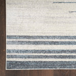 Nourison Astra Machine Washable Geometric Ivory Blue 4' x 6' Area -Rug, Easy -Cleaning, Non Shedding, Bed Room, Living Room, Dining Room, Kitchen (4x6)
