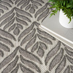 Nourison Aloha Indoor/Outdoor Charcoal 3'6" x 5'6" Area Rug, Easy Cleaning, Non Shedding, Bed Room, Living Room, Dining Room, Kitchen (4x6)