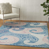Nourison Jubilant Floral Blue 5'3" x 7'3" Area -Rug, Easy -Cleaning, Non Shedding, Bed Room, Living Room, Dining Room, Kitchen (5x7)