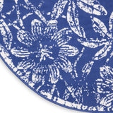 Nourison Whimsicle Floral Navy 5' x Round Area Rug, Easy Cleaning, Non Shedding, Bed Room, Living Room, Dining Room, Kitchen (5 Round)