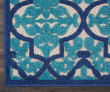 Nourison Aloha Indoor/Outdoor Navy 2'8" x 4' Area Rug, Tropical, Botanical, Easy Cleaning, Non Shedding, Bed Room, Living Room, Dining Room, Deck, Backyard, Patio (3x4)