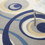 Nourison Grafix Geometric Grey 3'9" x 5'9" Area -Rug, Easy -Cleaning, Non Shedding, Bed Room, Living Room, Dining Room, Kitchen (4x6)