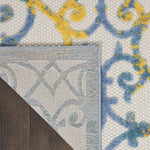 Nourison Aloha Indoor/Outdoor Ivory Blue 2'3" x 10' Area Rug, Transitional, French Country, Easy Cleaning, Non Shedding, Bed Room, Kitchen, Living Room, Deck, Backyard, (10' x Runner)