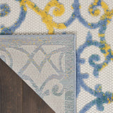 Nourison Aloha Indoor/Outdoor Ivory Blue 2'3" x 10' Area Rug, Transitional, French Country, Easy Cleaning, Non Shedding, Bed Room, Kitchen, Living Room, Deck, Backyard, (10' x Runner)