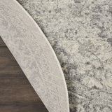 Nourison Tranquil Ivory/Grey 5'3" x Area Rug, Easy Cleaning, Non Shedding, Bed, Living, Dining Room, Kitchen (5 Round)