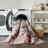 Nourison Washables Floral Ivory Pink 2'2" x 10' Area Rug, Easy Clean, Non Shedding, Bed Room, Living Room, Dining Room, Kitchen (2x10)