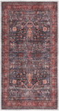 Nourison Brilliance Machine Washable Traditional Vintage Navy/Brick 2' x 4' Area Rug, Easy Clean, Non Shedding, Bed Room, Living Room, Dining Room, Kitchen (2x4)