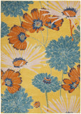Nourison Allur Yellow Multicolor 5'3" x 7'3" Area Rug, Modern, Floral, Bed Room, Living Room, Dining Room, Kitchen, Easy Cleaning, Non Shedding, (5' x 7')