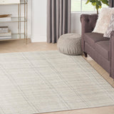Nourison Santa Cruz Abstract Ivory Grey 3'11" x 5'11" Area Rug, Easy-Cleaning, Non Shedding, Bed Room, Living Room, Dining Room, Kitchen (4x6)