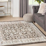 Nourison Serenity Home Vintage Ivory Grey Blue 3'11" x 5'11" Area -Rug, Easy -Cleaning, Non Shedding, Bed Room, Living Room, Dining Room, Backyard, Deck, Patio (4x6)