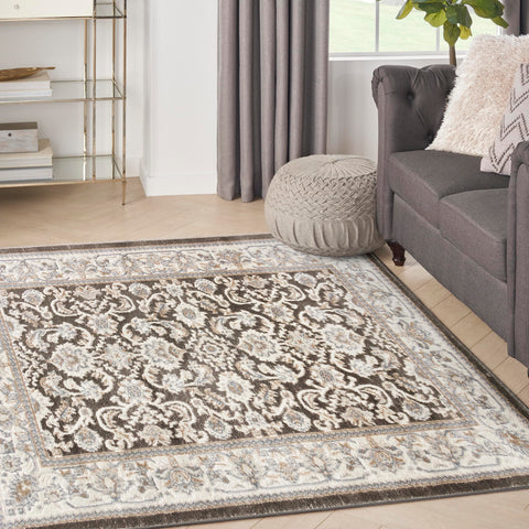 Nourison Serenity Home Vintage Ivory Grey Blue 3'11" x 5'11" Area -Rug, Easy -Cleaning, Non Shedding, Bed Room, Living Room, Dining Room, Backyard, Deck, Patio (4x6)