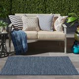 Nourison Practical Solutions Outdoor Navy Blue 3' x 5' Area Rug, Easy Cleaning, Non Shedding, Bed Room, Living Room, Dining Room, Deck, Backyard, Patio (3x5)