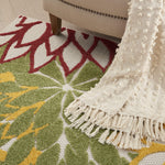 Nourison Aloha Indoor/Outdoor Red Multi Colored 3'6" x 5'6" Area Rug, Tropical, Botanical, Easy Cleaning, Non Shedding, Bed Room, Living Room, Dining Room, Deck, Backyard, Patio (3x5)