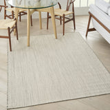 Nourison Courtyard Indoor/Outdoor Ivory Silver 5' x 7' Area Rug, Geometric, Easy Cleaning, Non Shedding, Bed Room, Living Room, Dining Room, Deck, Patio, Backyard (5x7)