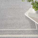 Nourison Essentials 60" Square Contemporary Indoor/Outdoor Rug in Gray/Ivory