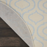 Nourison Jubilant Trellis Ivory/Blue 5'3" x Round Area -Rug, Easy -Cleaning, Non Shedding, Bed Room, Living Room, Dining Room, Kitchen (5 Round)