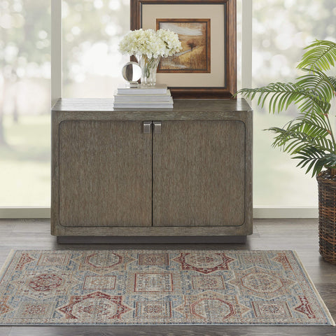 Nourison Enchanting Home Farmhouse & Country Blue/Multicolor 3' x 5' Area Rug, Easy Clean, Non Shedding, Bed Room, Living Room, Dining Room, Kitchen (3x5)