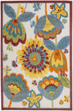 Nourison Aloha Indoor/Outdoor Multicolor 2'8" x 4' Area Rug, Floral, Contemporary, Easy Cleaning, Non Shedding, Bed Room, Living Room, Deck, Backyard, (3' x 4')