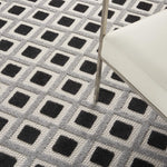 Nourison Aloha Indoor/Outdoor Black White 3 ft. 6 in. x 5 ft. 6 in. Area Rug, Outdoor, Modern, Geometric, Stain Resistant, Easy Cleaning, Patio, Backyard, Kitchen, Deck, Living Room, (4'x6')