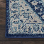 Nourison Tranquil Ivory/Navy 2' x 4' Area Rug - Easy Clean, Non Shedding, Bed Room, Living Room, Dining Room, Kitchen (2' x 4')