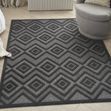 Nourison Versatile Indoor/Outdoor Charcoal/Black 5' x 7' Area Rug, Easy Cleaning, Non Shedding, Bed Room, Living Room, Dining Room, Deck, Backyard, Patio, High Traffic Area (5x7)