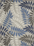 Nourison Aloha Indoor/Outdoor Grey/Blue 9'6" x 13' Area Rug, Easy Cleaning, Non Shedding, Bed Room, Living Room, Dining Room, Backyard, Deck, Patio (10x13)