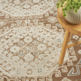 Nourison Serenity Home Traditional Ivory Mocha 2'2" x 7'6 Area -rug, Easy -cleaning, Non Shedding, Bed Room, Living Room, Dining Room, Backyard, Deck, Patio (2x8)