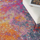 Nourison Passion Modern Sunburst 5'3" x 5'3" Square Area-Rug, Easy-Cleaning, Non Shedding, Bed Room, Living Room, Dining Room, Kitchen (5 Square)