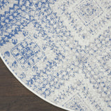 Nourison Whimsicle Tribal Ivory Blue 5' x Round Area Rug, Easy Cleaning, Non Shedding, Bed Room, Living Room, Dining Room, Kitchen (5 Round)