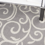 Nourison Grafix Floral Grey 5'3" x Round Area -rug, Easy -cleaning, Non Shedding, Bed Room, Living Room, Dining Room, Kitchen (5 Round)