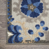 Nourison Aloha Indoor/Outdoor Natural/Blue 2' x 6' Area Rug, Easy Cleaning, Non Shedding, Bed Room, Living Room, Dining Room, Backyard, Deck, Patio (2x6)