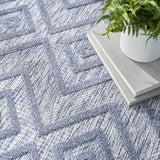 Nourison Versatile Indoor/Outdoor Denim Blue 4' x 6' Area Rug, Easy Cleaning, Non Shedding, Bed Room, Living Room, Dining Room, Deck, Backyard, Patio, High Traffic Area (4x6)
