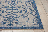 Nourison Garden Party Indoor/Outdoor Ivory/Blue 3'6" x 5'6" Area -Rug, Easy -Cleaning, Non Shedding, Bed Room, Living Room, Dining Room, Backyard, Deck, Patio (3x5)