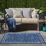 Nourison Essentials Indoor/Outdoor Navy/Ivory 2' x 4' Area Rug, Easy-Cleaning, Non Shedding, Bed Room, Living Room, Dining Room, Backyard, Deck, Patio (2x4)