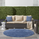 Nourison Essentials 6' x Round Navy Blue Fabric Outdoor Area Rug (6' Round)
