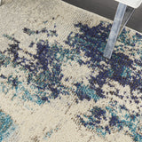 Nourison Celestial Modern Abstract Ivory/Teal Blue 3' x 5' Area Rug, Easy Cleaning, Non Shedding, Bed Room, Living Room, Dining Room, Kitchen (3x5)