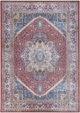 Nourison Vintage Home Bohemian Red Blue 3'9" x 5'9" Area Rug, Easy Clean, Non Shedding, Bed Room, Living Room, Dining Room, Backyard, Deck, Patio (4x6)
