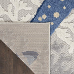 Nourison Aloha Indoor/Outdoor Blue/Grey 2' x 6' Area Rug, Coastal, Tropical, Easy Cleaning, Non Shedding, Bed Room, Living Room, Deck, Backyard, (6' x Runner)