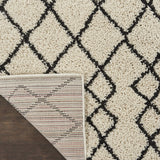 Nourison Geometric Shag Moroccan Ivory/Charcoal 2'2" x 3'9" Area -Rug, Easy -Cleaning, Non Shedding, Bed Room, Living Room, Dining Room, Kitchen (2x4)