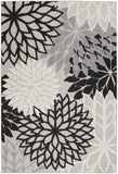 Nourison Aloha Indoor/Outdoor Black White 3'6" x 5'6" Area Rug, Tropical, Botanical, Easy Cleaning, Non Shedding, Bed Room, Living Room, Dining Room, Deck, Backyard, Patio (3x5)