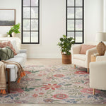Nourison Washables Floral Cream Multicolor 4' x 6' Area -Rug, Easy -Cleaning, Non Shedding, Bed Room, Living Room, Dining Room, Kitchen (4x6)