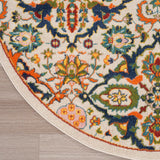 Nourison Allur Bohemian Ivory Multicolor 4' x Round Area -Rug, Easy -Cleaning, Non Shedding, Bed Room, Living Room, Dining Room, Kitchen (4 Round)