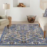 Nourison Home Allur All-over design Light Blue 4' x 6' Area -Rug, Easy -Cleaning, Non Shedding, Bed Room, Living Room, Dining Room, Kitchen (4x6)