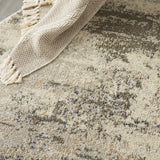 Nourison Celestial Modern Abstract Ivory/Grey 4' x Round Area -Rug, Easy -Cleaning, Non Shedding, Bed Room, Living Room, Dining Room, Kitchen (4 Round)