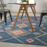 Nourison Passion Bohemian Navy 3'9" x 5'9" Area Rug, Easy Clean, Non Shedding, Bed Room, Living Room, Dining Room, Kitchen (4x6)