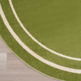 Nourison Essentials 4' x Round Green Ivory Contemporary Indoor/Outdoor Rug