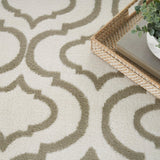 Nourison Jubilant 63x87 Indoor Transitional Fabric Rug in Ivory and Green